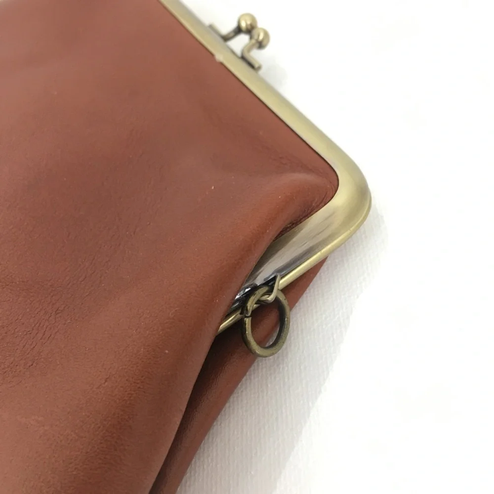 Patricia Nash Savena Kisslock Leather Wristlet Wallet Clutch Brown